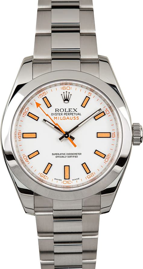 rolex milgauss 116400 white dial|rolex milgauss 116400gv price.